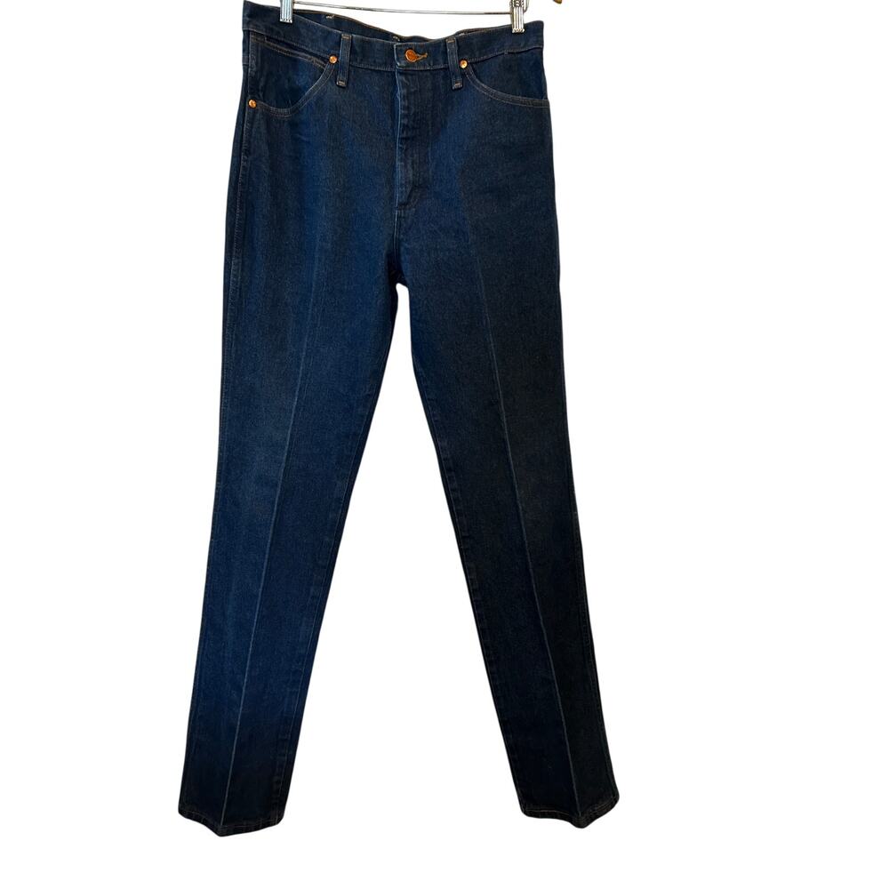 Vintage Wrangler 936DEN Cowboy Cut Slim Fit Jeans Men's 34x36 Dark Rigid Denim